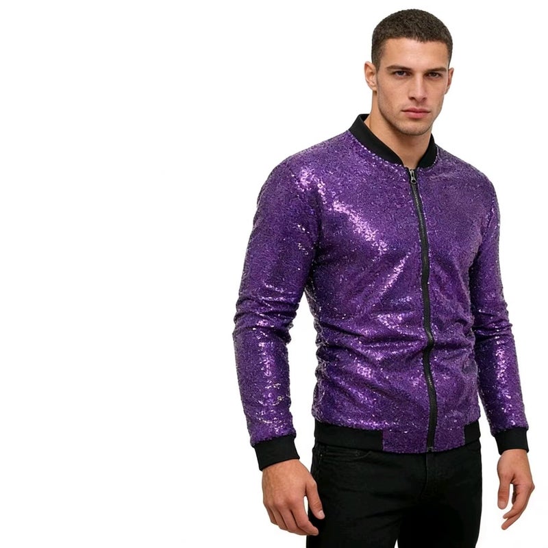 2025 New Fashion Jacket Men'S Clothing Selling Men'S Stand Collar Contrast Color Sequin Jacket Jacket - Image 5